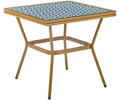 Beliani Bistro staliukas CASPRI 80 cm 80 cm technoratanas mėlyna/balta