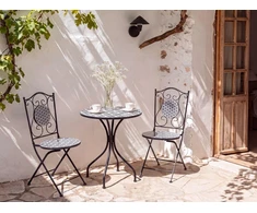 Beliani Bistro staliukas SIROLO 60 × 60 cm, metalinis, baltas ir mėlynas