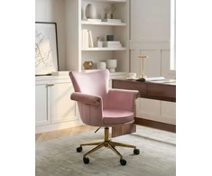 Beliani Biuro kėdė VELENCIA veliūrinė pastelės rožinė