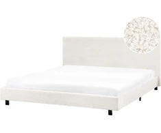 Beliani Boucle lova ALBI 180 x 200 cm kreminės baltos spalvos