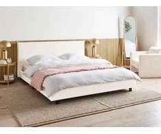 Beliani Boucle lova ALBI 180 x 200 cm kreminės baltos spalvos