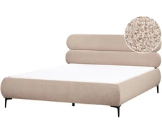 Beliani Boucle lova LESSAY 180 x 200 cm, smėlio ir pilkos spalvos
