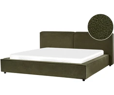 Beliani Bouclé lova LINARDS 180 x 200 cm, tamsiai žalia