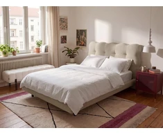 Beliani Boucle lova SOULISSE 120 x 200 cm, smėlio spalvos