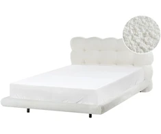 Beliani Bouclé lova SOULISSE 120 x 200 cm, balkšva