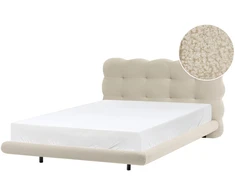 Beliani Boucle lova SOULISSE 120 x 200 cm, smėlio spalvos
