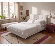 Beliani Bouclé lova SOULISSE 120 x 200 cm, balkšva