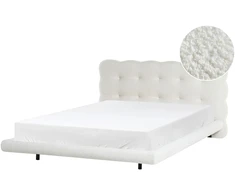 Beliani Boucle lova SOULISSE 140 x 200 cm, sulaužyta balta