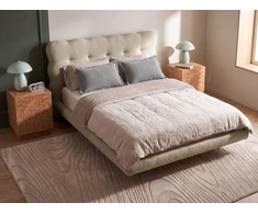 Beliani Bouclé lova SOULISSE 140 x 200 cm, smėlio spalvos