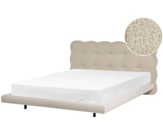 Beliani Bouclé lova SOULISSE 140 x 200 cm, smėlio spalvos
