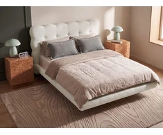 Beliani Boucle lova SOULISSE 140 x 200 cm, sulaužyta balta
