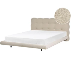 Beliani Bouclé lova SOULISSE, 160 x 200 cm, smėlio spalvos