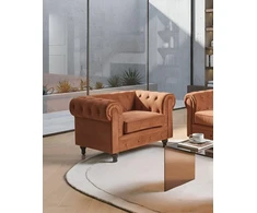 Beliani CHESTERFIELD fotelis, aksomas, aukso rudos spalvos
