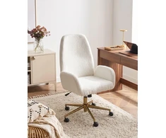 Beliani CLARE biuro kėdė, Boucle, balta