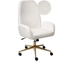 Beliani CLARE biuro kėdė, Boucle, balta