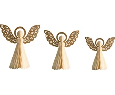 Beliani Dekoracinių figūrėlių rinkinys EIRA Angelas 24/28/33 cm smėlio spalvos