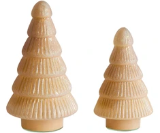 Beliani Dekoracinių figūrėlių rinkinys FLAREN Kalėdų eglutė 20/25 cm, smėlio spalvos