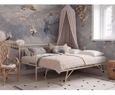 Beliani Dieninė lova Metal LOUANNEC 90 x 200 cm, ištraukiama, smėlio spalvos