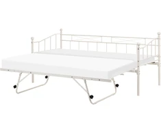 Beliani Dieninė lova Metal LOUANNEC 90 x 200 cm, ištraukiama, smėlio spalvos