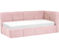 Beliani Dienos lova JACOU 90 x 200 cm su patalynės dėže, dešininė, rožinė