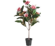 Beliani Dirbtinis augalas MAGNOLIA TREE 90 cm raudonas