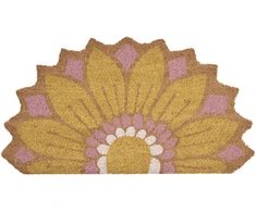 Beliani Durų kilimėlis AROLIK, geltonas, 45 × 75 cm, gėlė, kokosų pluoštas