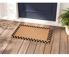 Beliani Durų kilimėlis SAGADA smėlio / juodos spalvos 60 x 90 cm kokoso pluoštas
