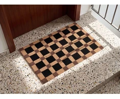 Beliani Durų kilimėlis VILLASIS smėlio/juodos spalvos 60 x 90 cm kokoso pluoštas