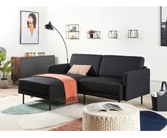 Beliani Dviejų vietų kampinė sofa BREDA, juoda, dešinė