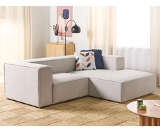 Beliani Dviejų vietų kampinė sofa VERNON šviesiai smėlio spalvos kairinė