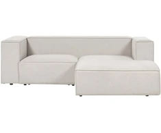Beliani Dviejų vietų kampinė sofa VERNON šviesiai smėlio spalvos kairinė