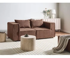 Beliani Dviejų vietų modulinė sofa AXEBO, ruda bouclé