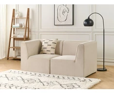 Beliani Dviejų vietų modulinė sofa LEMVIG, šviesiai smėlio spalvos velvetas