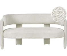 Beliani Dviejų vietų sofa BUREA su šenilio apmušalais, kreminė balta