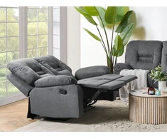Beliani Dviejų vietų sofa su rankiniu poilsio mechanizmu BERGEN, grafito spalvos