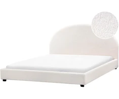 Beliani Dvigulė lova Boucle VAUCLUSE, 180 x 200 cm, kreminė balta