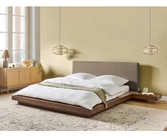 Beliani Dvigulė lova Boucle ZEN 160 x 200 cm, ruda uosio spalva