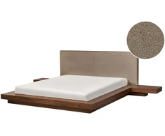 Beliani Dvigulė lova Boucle ZEN 160 x 200 cm, ruda uosio spalva