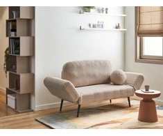 Beliani Dvivietė išskleidžiama sofa DOROTEA, Boucle, smėlio spalvos