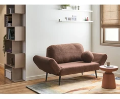 Beliani Dvivietė išskleidžiama sofa DOROTEA, Boucle, ruda
