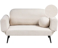 Beliani Dvivietė išskleidžiama sofa DOROTEA, balta boucle