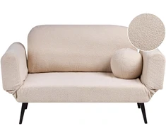 Beliani Dvivietė išskleidžiama sofa DOROTEA, Boucle, smėlio spalvos