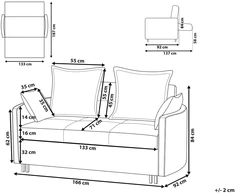 Beliani Dvivietė išskleidžiama sofa HOVIN šviesiai smėlio spalvos