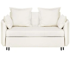 Beliani Dvivietė išskleidžiama sofa HOVIN šviesiai smėlio spalvos