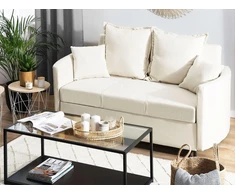 Beliani Dvivietė išskleidžiama sofa HOVIN šviesiai smėlio spalvos