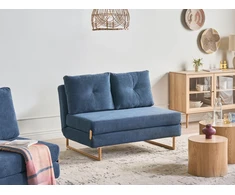 Beliani Dvivietė išskleidžiama sofa JERSLEV, mėlyna