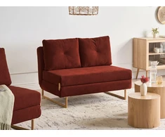 Beliani Dvivietė išskleidžiama sofa JERSLEV, raudona