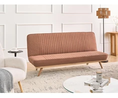 Beliani Dvivietė išskleidžiama sofa KALFAFEL, aukso ruda