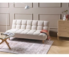 Beliani Dvivietė miegamoji sofa RISOR, „Bouclé“, balkšva