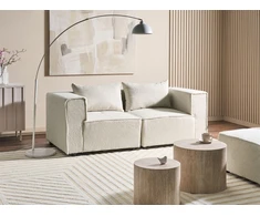 Beliani Dvivietė modulinė sofa AXEBO, kreminė balta, Boucle audinys